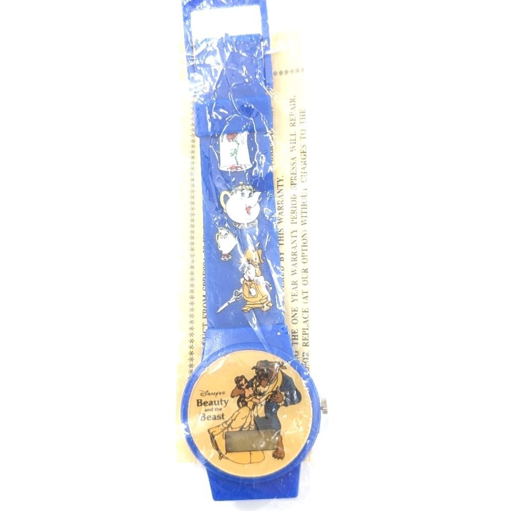 Disney Vintage 90s Beauty and the Beast Blue Digital Kids Watch